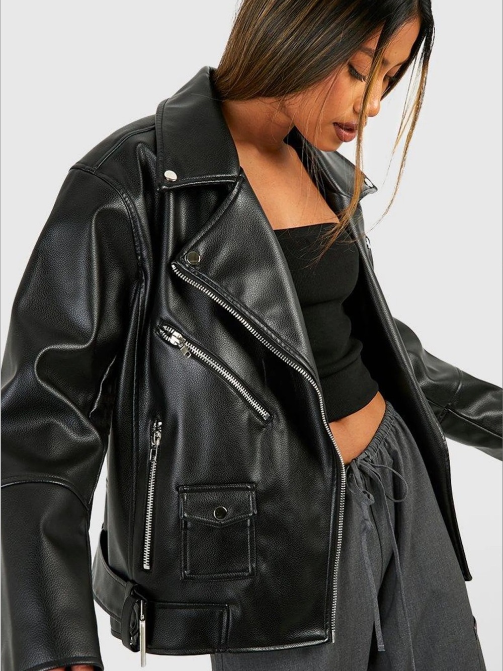 Boohoo Oversized Biker Jacket